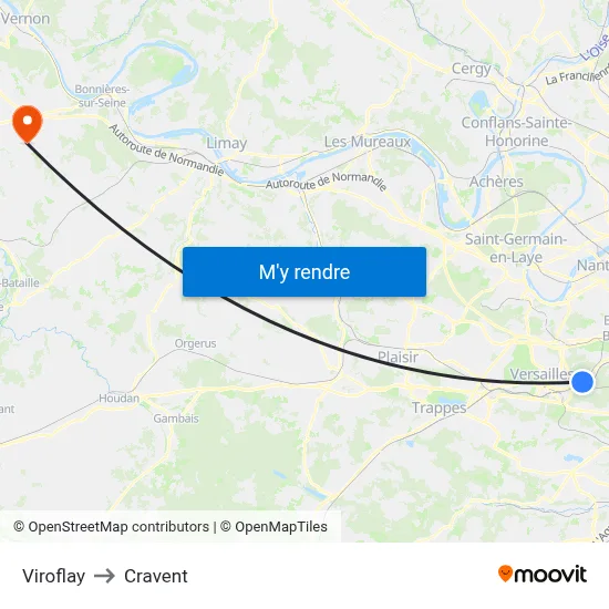 Viroflay to Cravent map