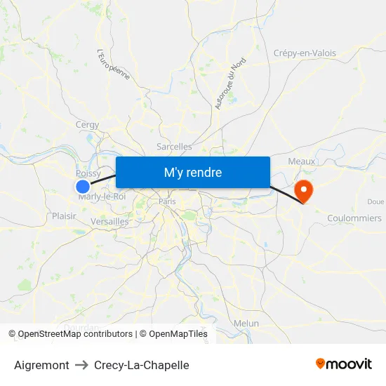 Aigremont to Crecy-La-Chapelle map