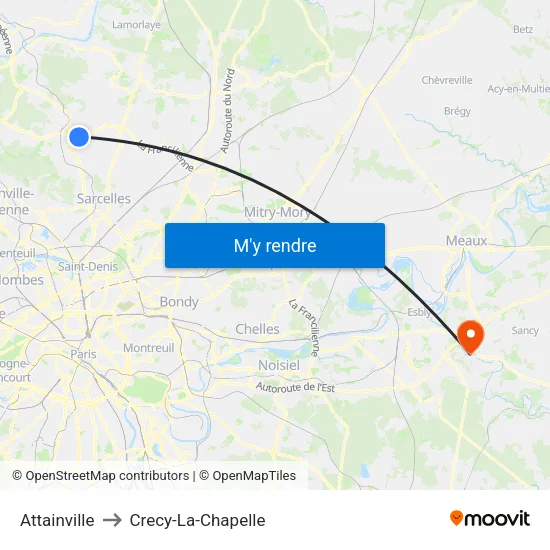 Attainville to Crecy-La-Chapelle map