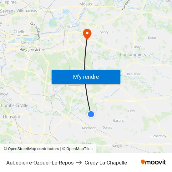Aubepierre-Ozouer-Le-Repos to Crecy-La-Chapelle map