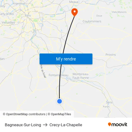 Bagneaux-Sur-Loing to Crecy-La-Chapelle map