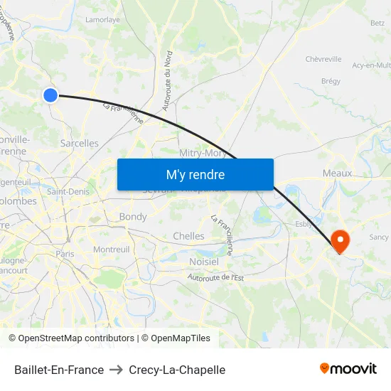 Baillet-En-France to Crecy-La-Chapelle map