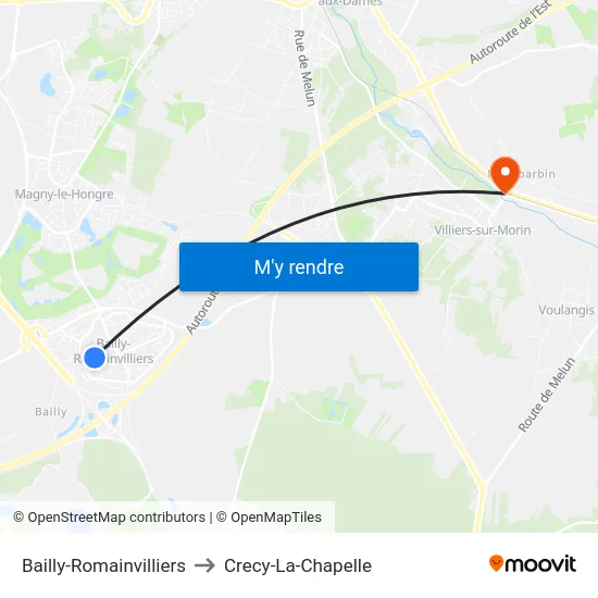 Bailly-Romainvilliers to Crecy-La-Chapelle map