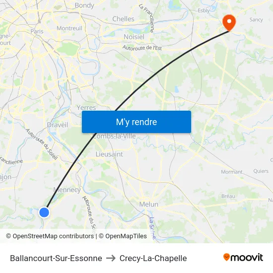 Ballancourt-Sur-Essonne to Crecy-La-Chapelle map
