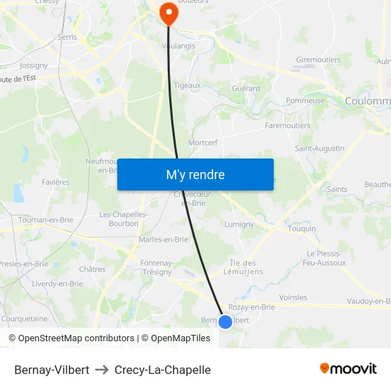 Bernay-Vilbert to Crecy-La-Chapelle map