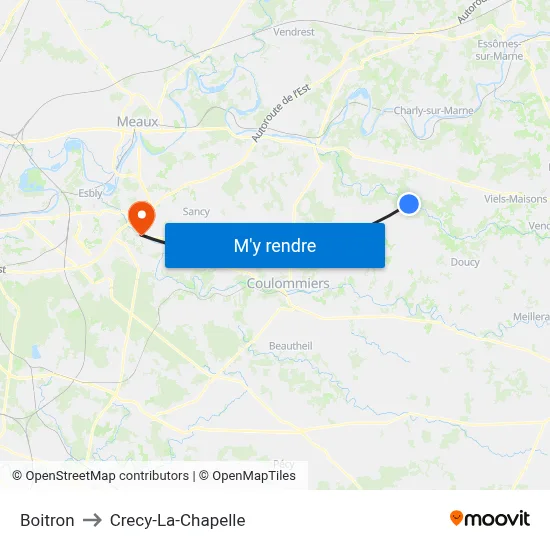 Boitron to Crecy-La-Chapelle map