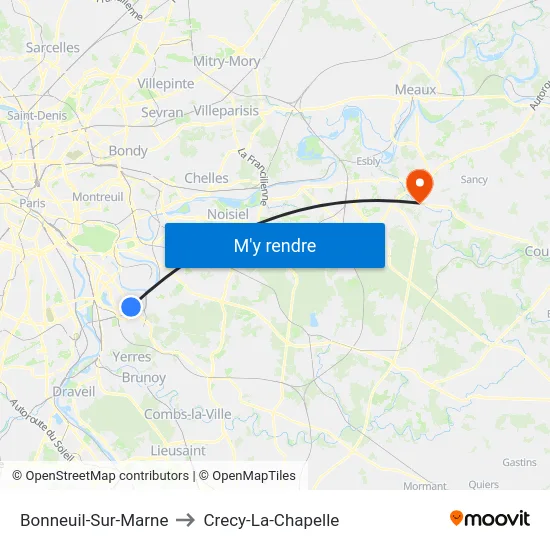Bonneuil-Sur-Marne to Crecy-La-Chapelle map