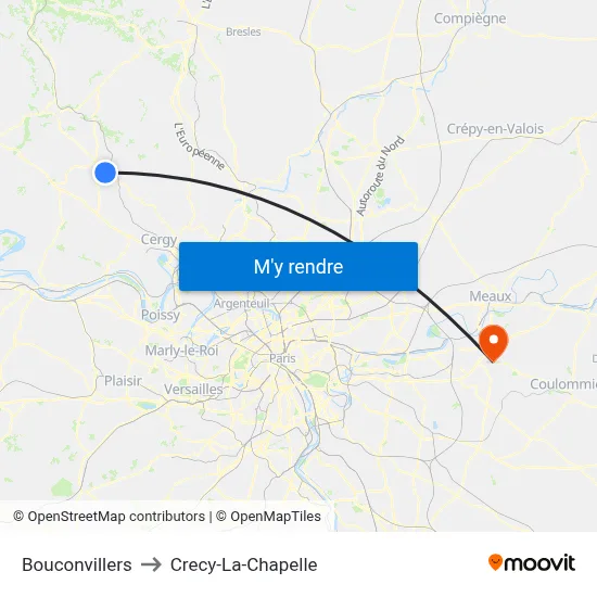 Bouconvillers to Crecy-La-Chapelle map