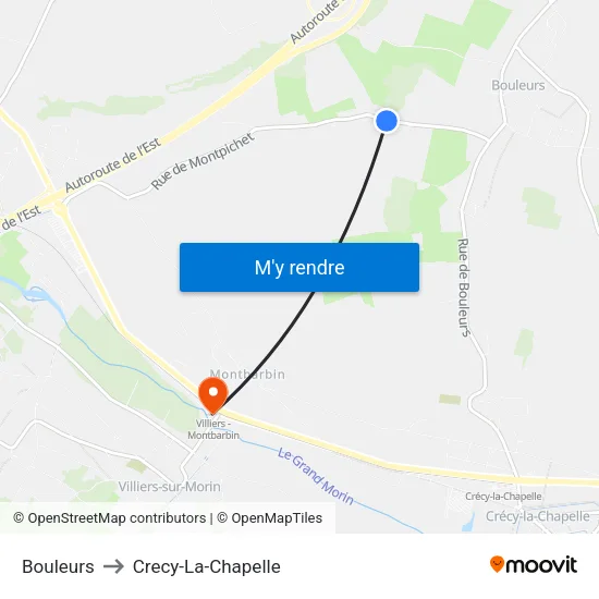 Bouleurs to Crecy-La-Chapelle map