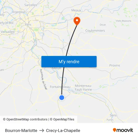 Bourron-Marlotte to Crecy-La-Chapelle map