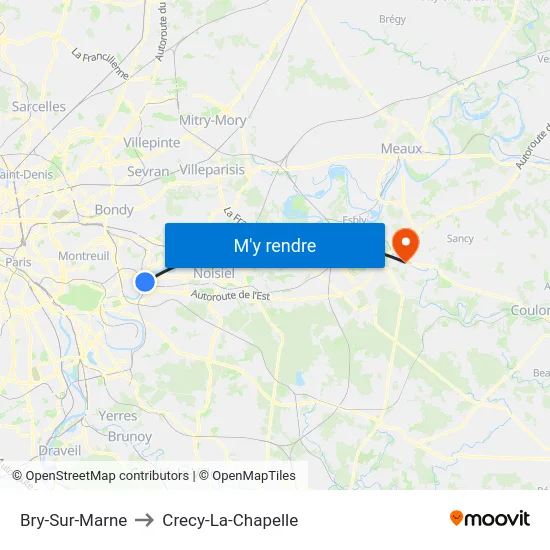 Bry-Sur-Marne to Crecy-La-Chapelle map