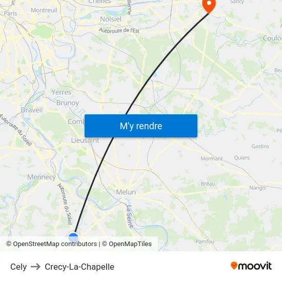 Cely to Crecy-La-Chapelle map