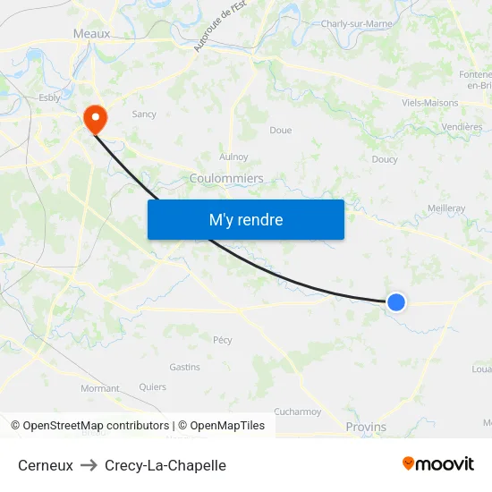 Cerneux to Crecy-La-Chapelle map