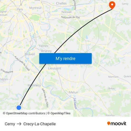 Cerny to Crecy-La-Chapelle map