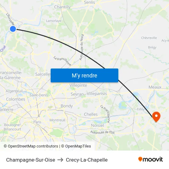 Champagne-Sur-Oise to Crecy-La-Chapelle map
