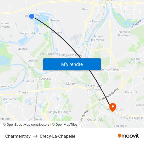 Charmentray to Crecy-La-Chapelle map