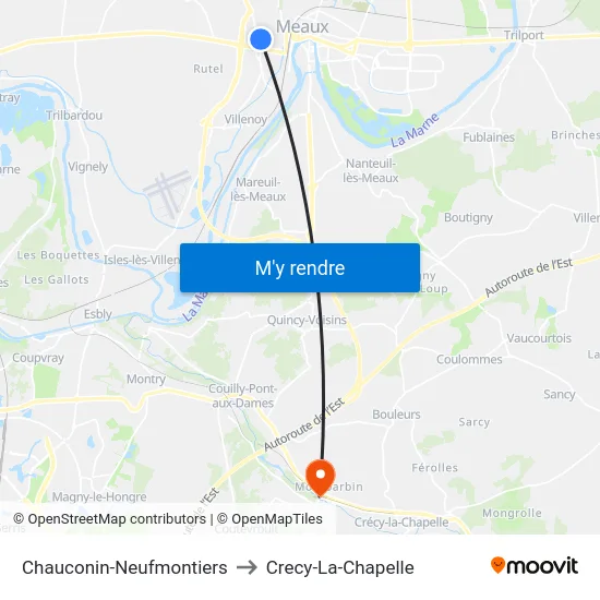 Chauconin-Neufmontiers to Crecy-La-Chapelle map