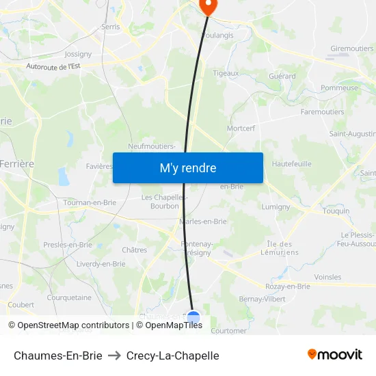 Chaumes-En-Brie to Crecy-La-Chapelle map