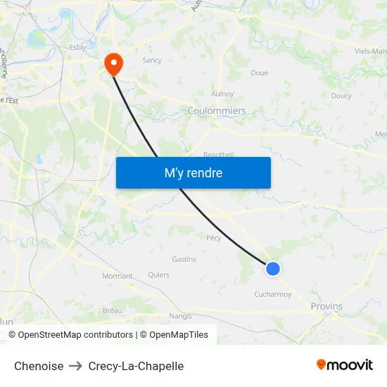 Chenoise to Crecy-La-Chapelle map