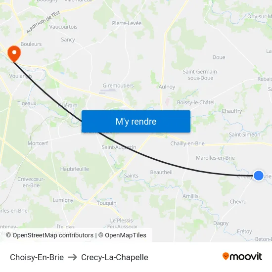 Choisy-En-Brie to Crecy-La-Chapelle map