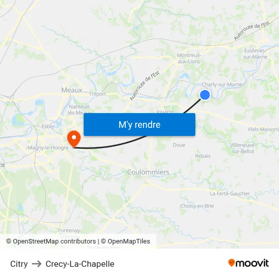 Citry to Crecy-La-Chapelle map
