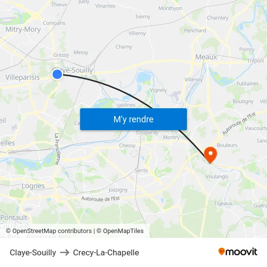 Claye-Souilly to Crecy-La-Chapelle map