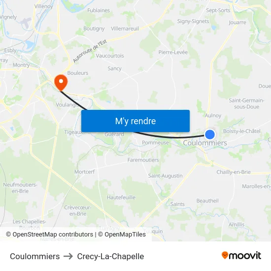 Coulommiers to Crecy-La-Chapelle map