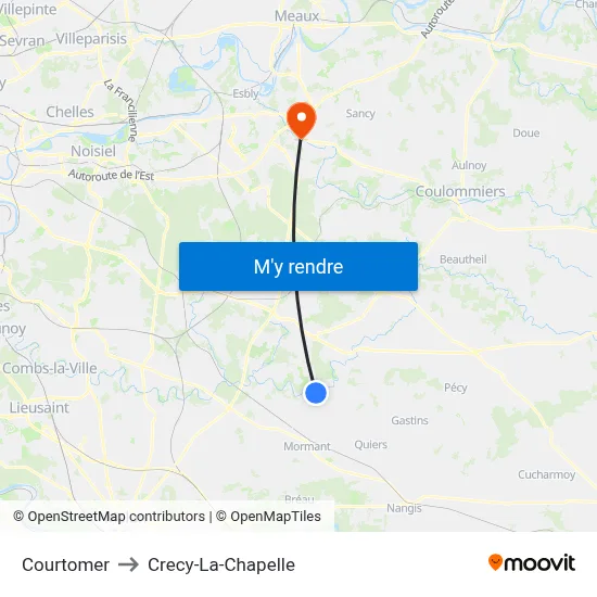 Courtomer to Crecy-La-Chapelle map