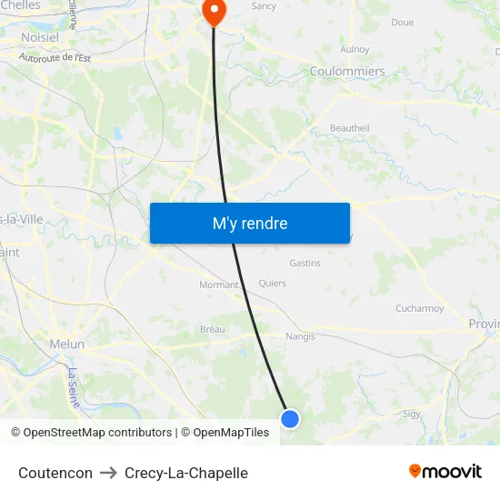 Coutencon to Crecy-La-Chapelle map