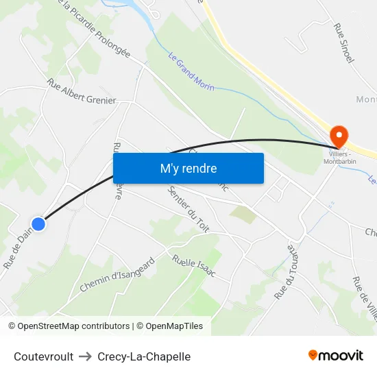 Coutevroult to Crecy-La-Chapelle map