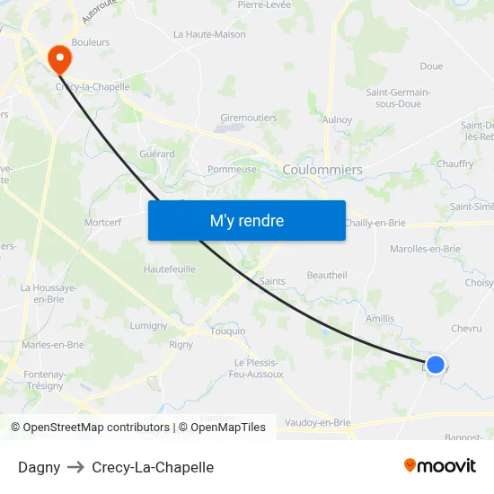 Dagny to Crecy-La-Chapelle map