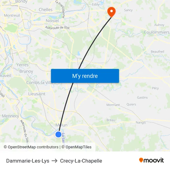 Dammarie-Les-Lys to Crecy-La-Chapelle map