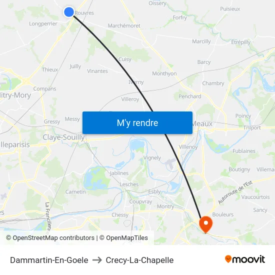 Dammartin-En-Goele to Crecy-La-Chapelle map