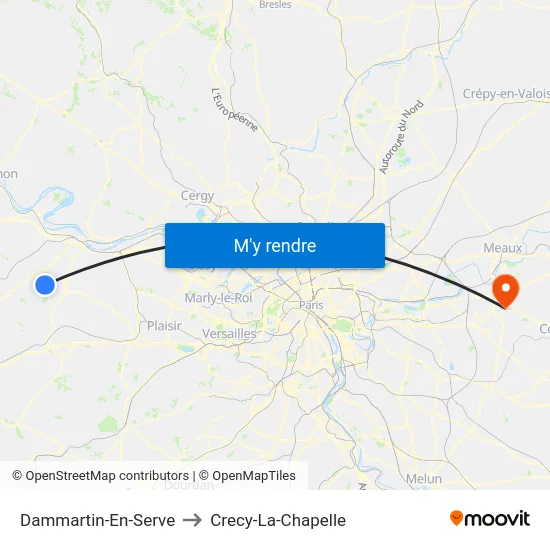 Dammartin-En-Serve to Crecy-La-Chapelle map