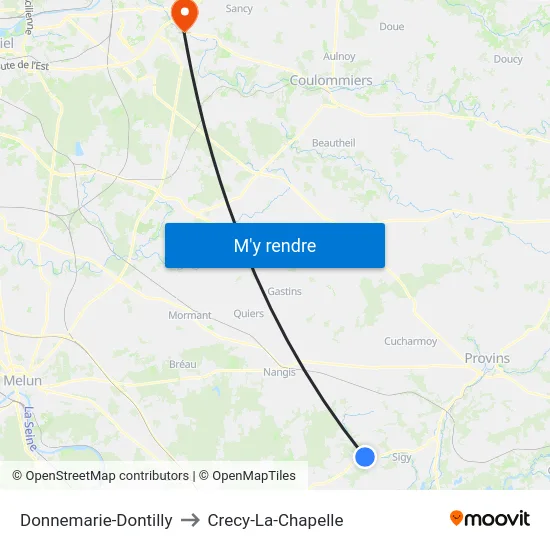 Donnemarie-Dontilly to Crecy-La-Chapelle map