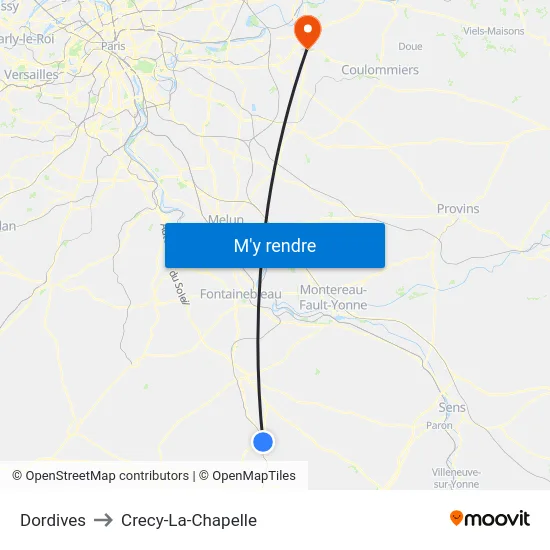 Dordives to Crecy-La-Chapelle map