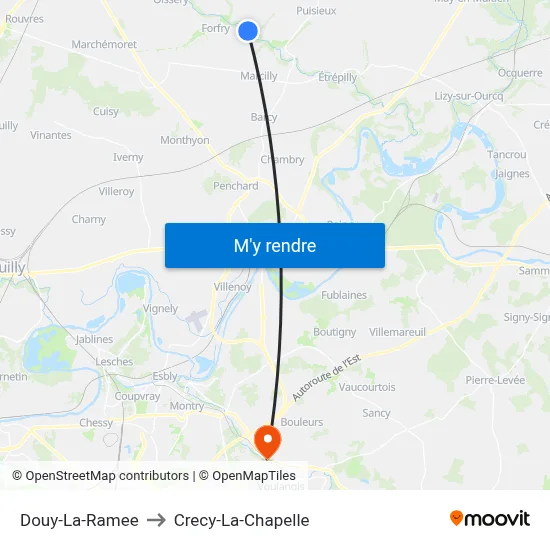 Douy-La-Ramee to Crecy-La-Chapelle map
