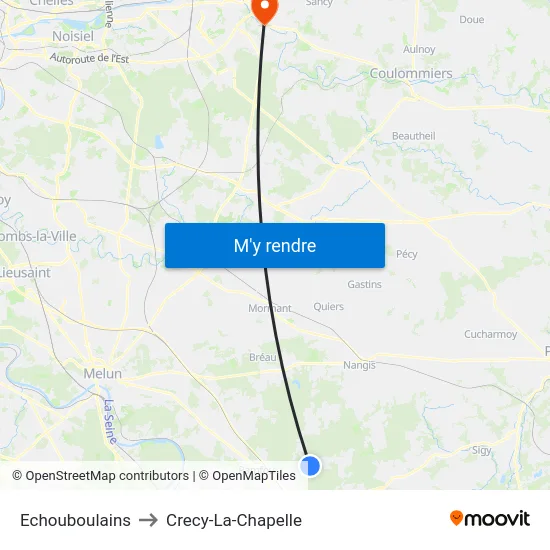 Echouboulains to Crecy-La-Chapelle map