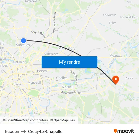 Ecouen to Crecy-La-Chapelle map