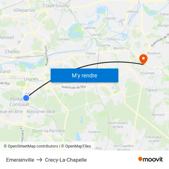 Emerainville to Crecy-La-Chapelle map