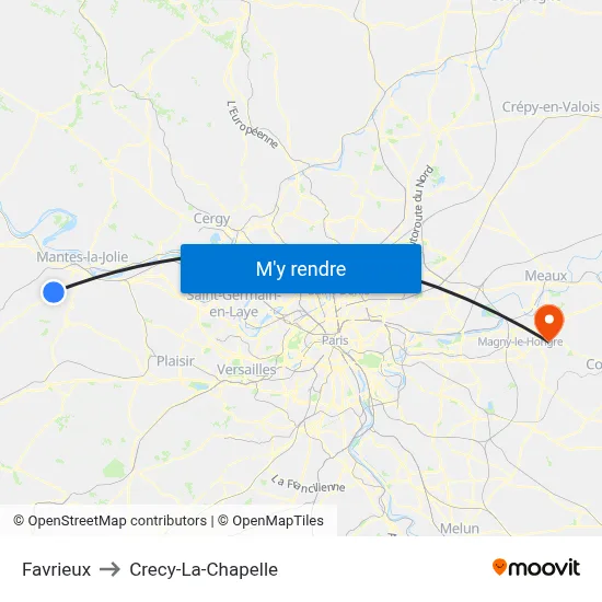 Favrieux to Crecy-La-Chapelle map