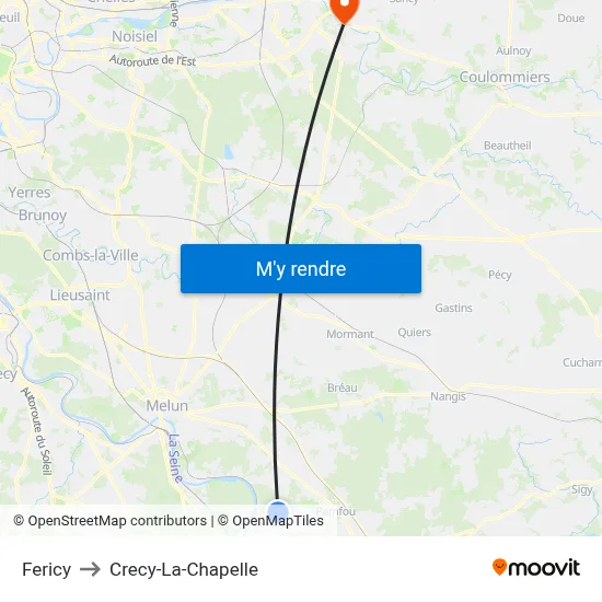 Fericy to Crecy-La-Chapelle map
