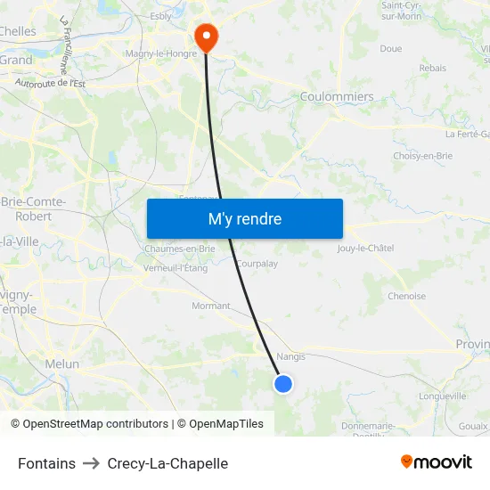 Fontains to Crecy-La-Chapelle map