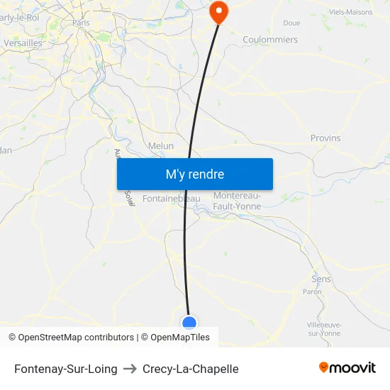 Fontenay-Sur-Loing to Crecy-La-Chapelle map