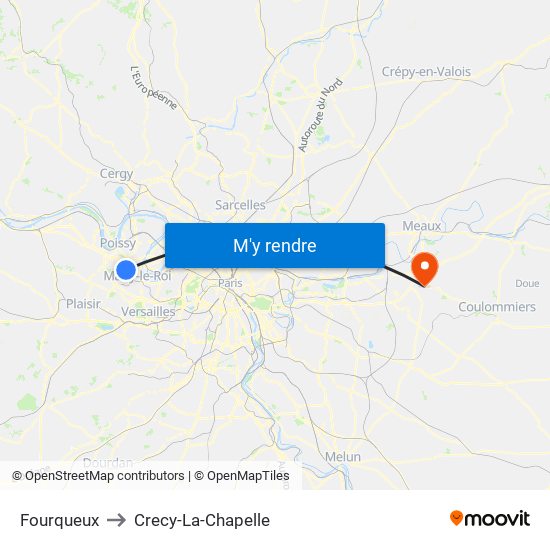 Fourqueux to Crecy-La-Chapelle map