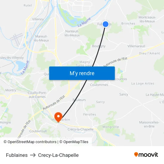 Fublaines to Crecy-La-Chapelle map