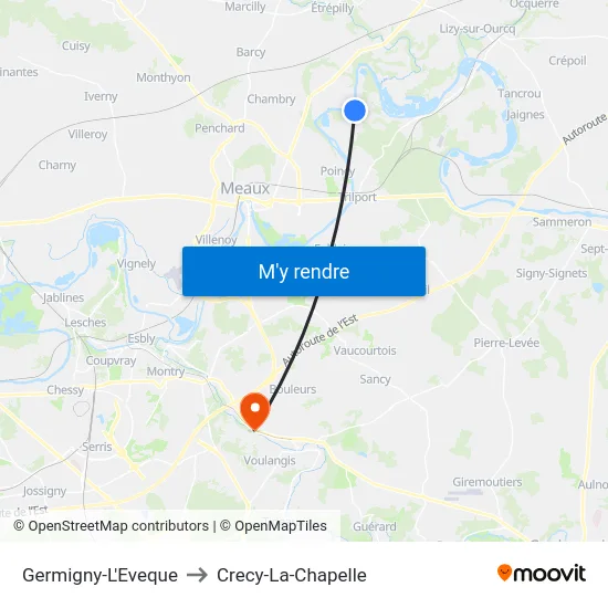 Germigny-L'Eveque to Crecy-La-Chapelle map