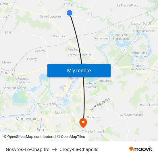 Gesvres-Le-Chapitre to Crecy-La-Chapelle map