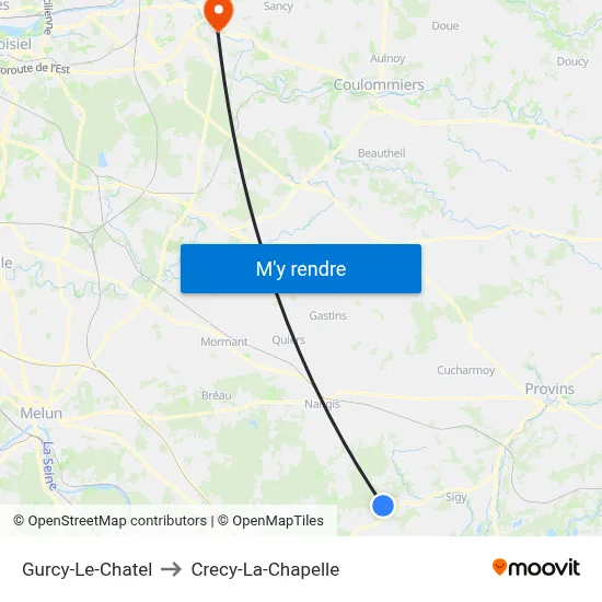 Gurcy-Le-Chatel to Crecy-La-Chapelle map