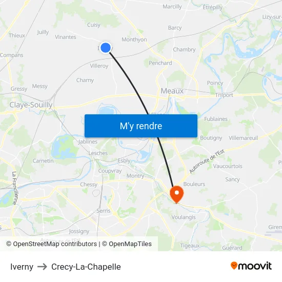 Iverny to Crecy-La-Chapelle map
